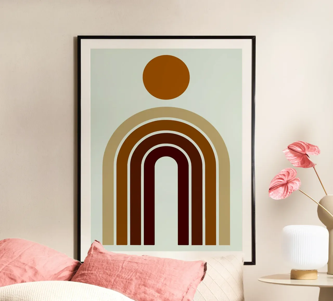 Abstracte Boho Regenboog en Zonnekunst hahnemühle van PosterByFly