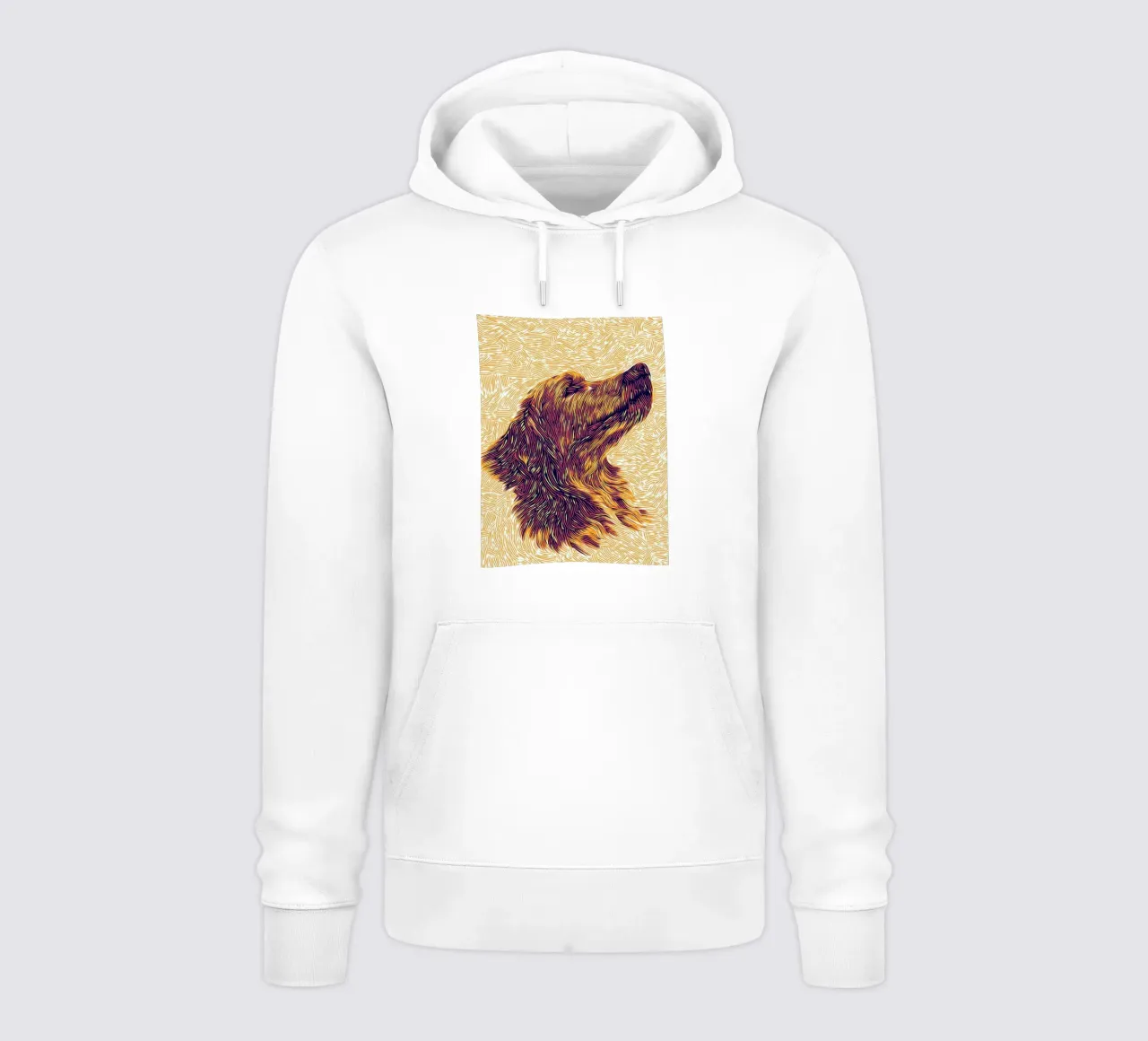 Line art del Golden Retriever, ritratto del Golden Retriever felpa con cappuccio da PosterByFly