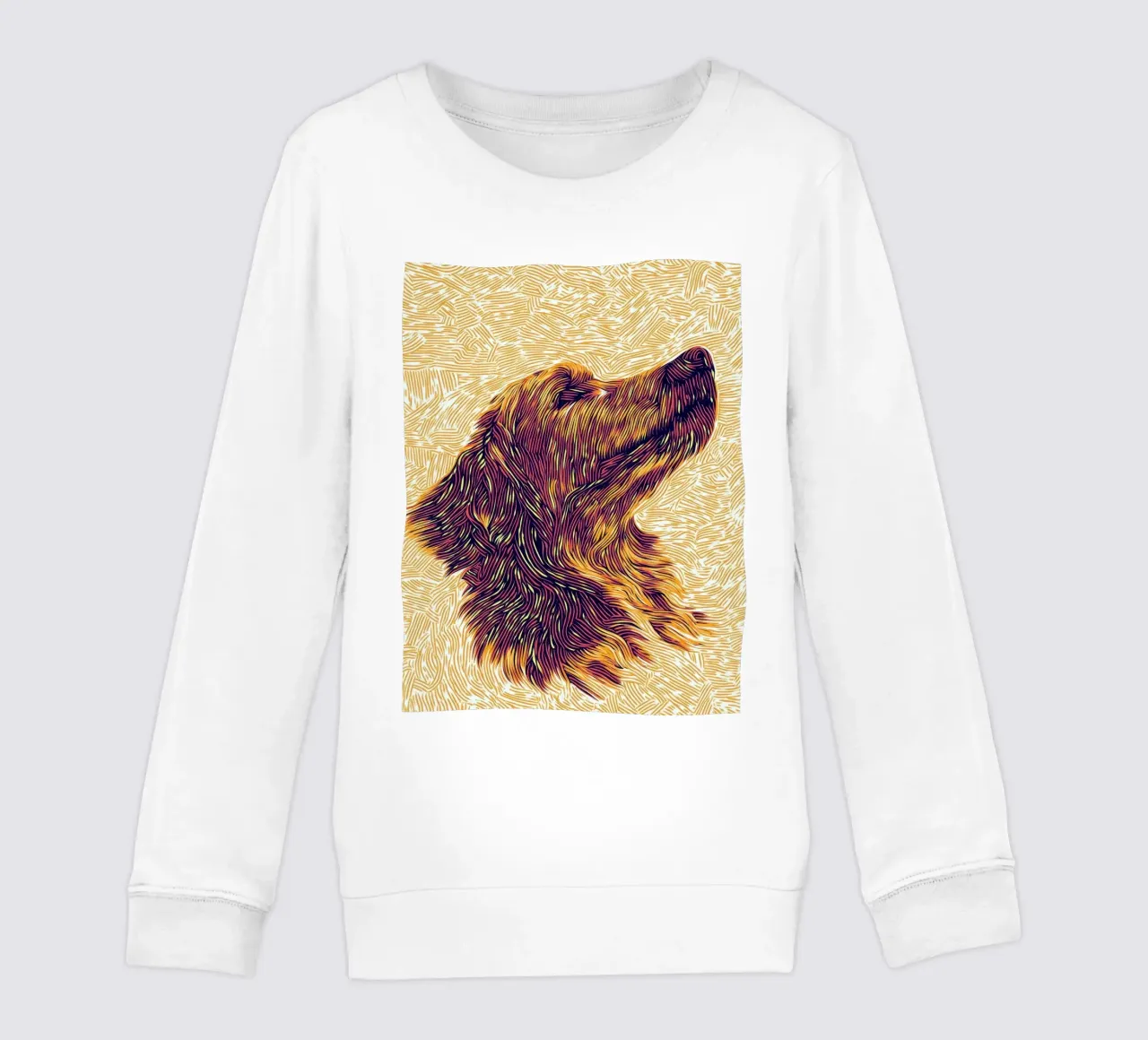 Line art del Golden Retriever, ritratto del Golden Retriever felpa bambino da PosterByFly