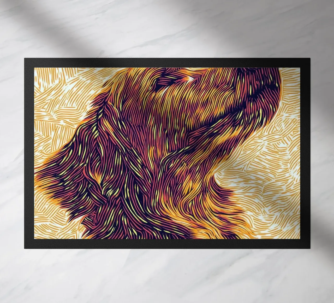 Line art del Golden Retriever, ritratto del Golden Retriever zerbino da PosterByFly
