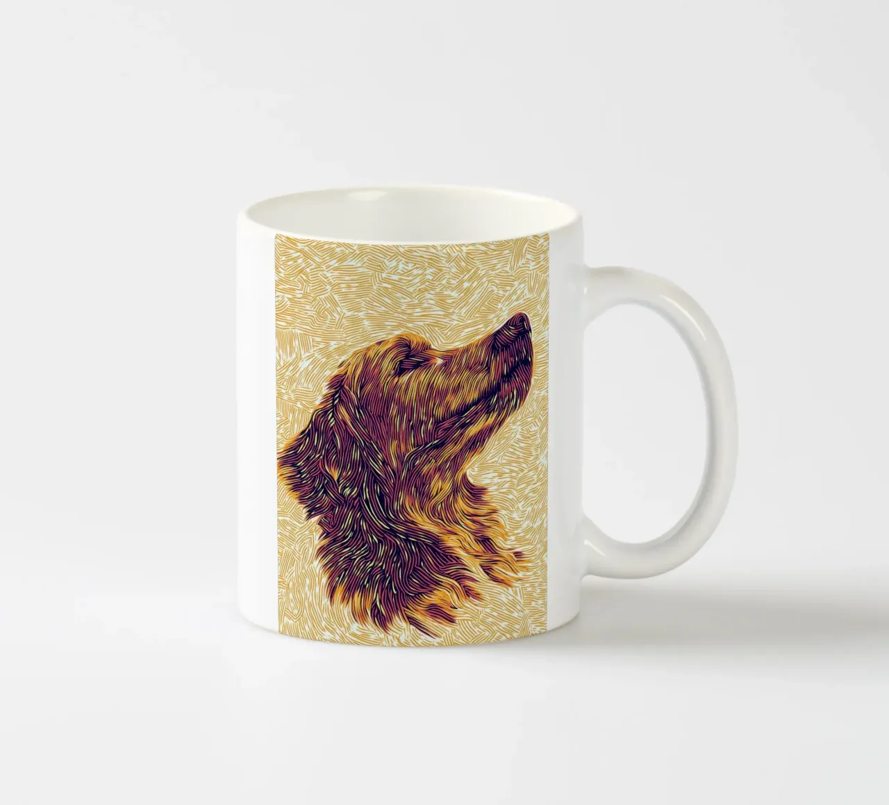 Line art del Golden Retriever, ritratto del Golden Retriever tazza in ceramica da PosterByFly