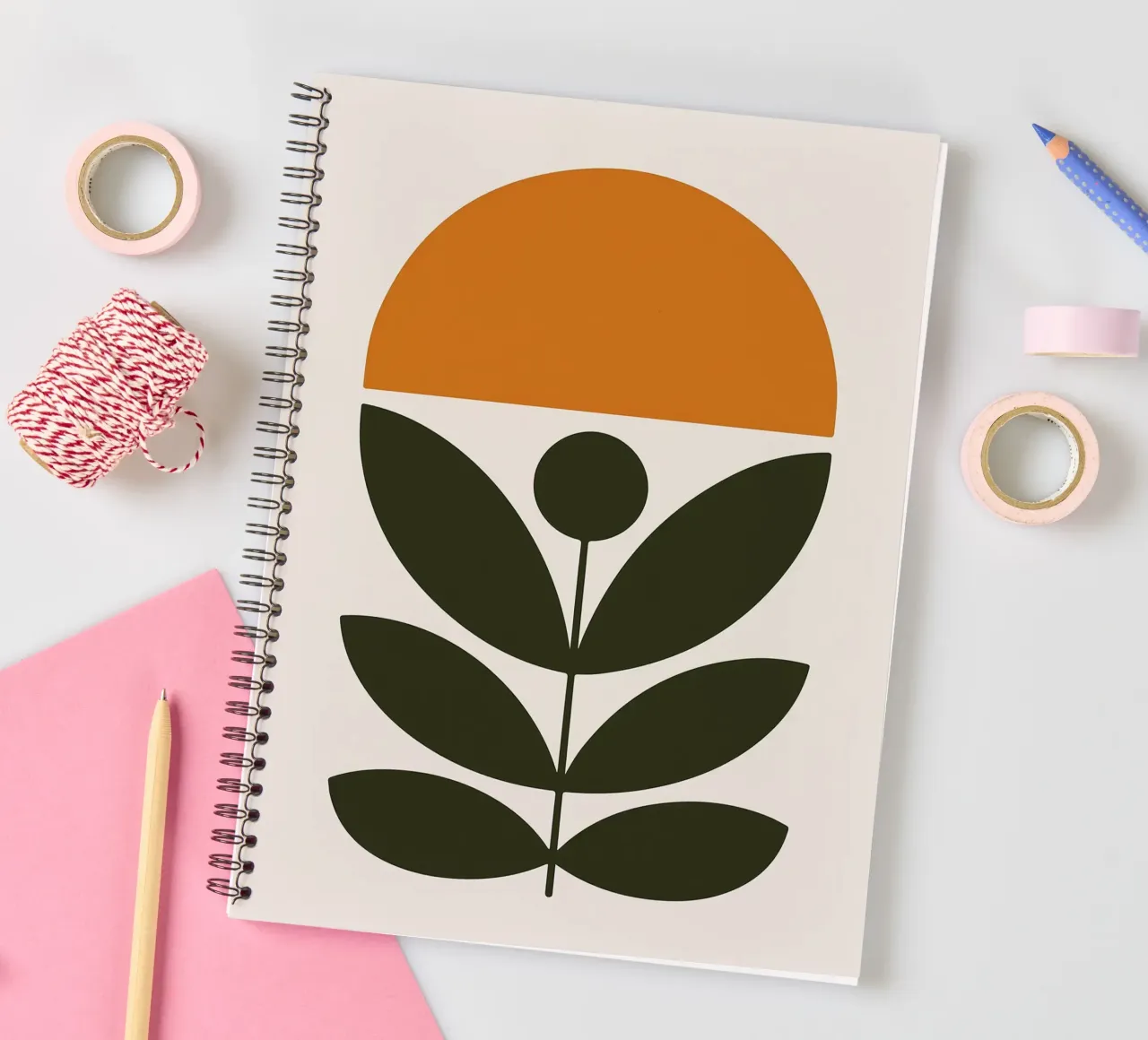 Minimalistischer botanischer Kunstdruck Ringbuch von PosterByFly