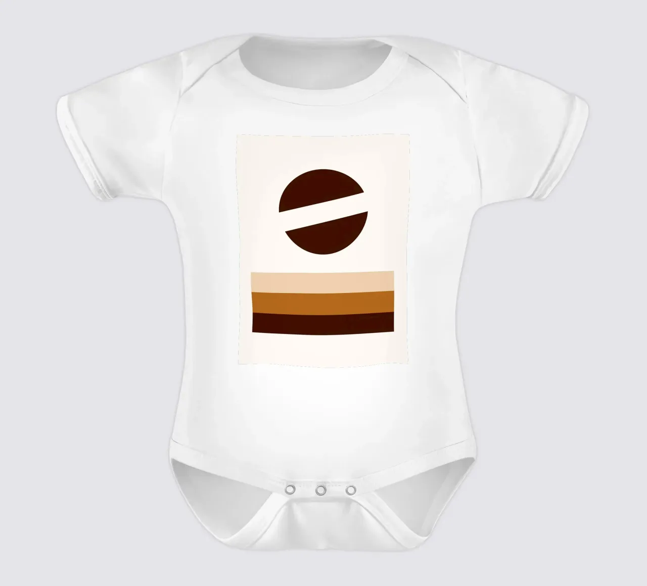 Arte minimalista marrone con forme geometriche body neonato maniche corte da PosterByFly
