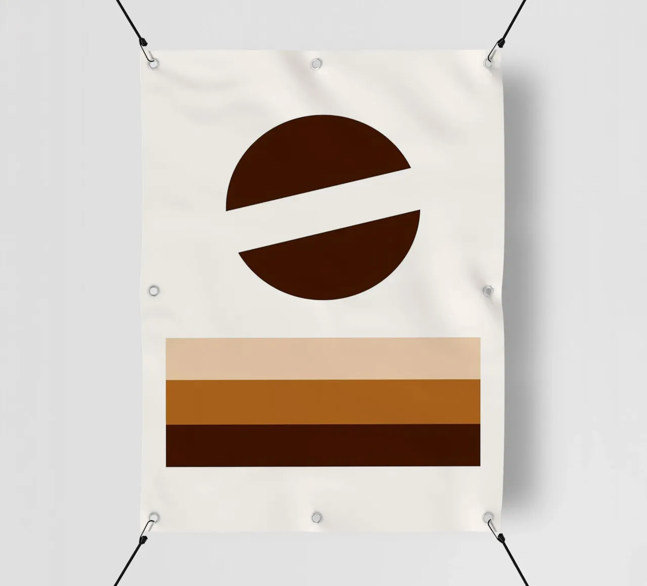 Arte minimalista marrone con forme geometriche telo in pvc da PosterByFly