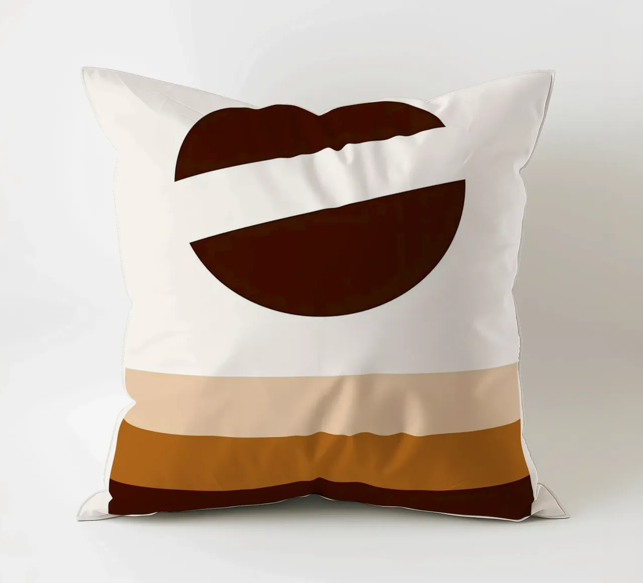 Arte minimalista marrone con forme geometriche cuscino da PosterByFly