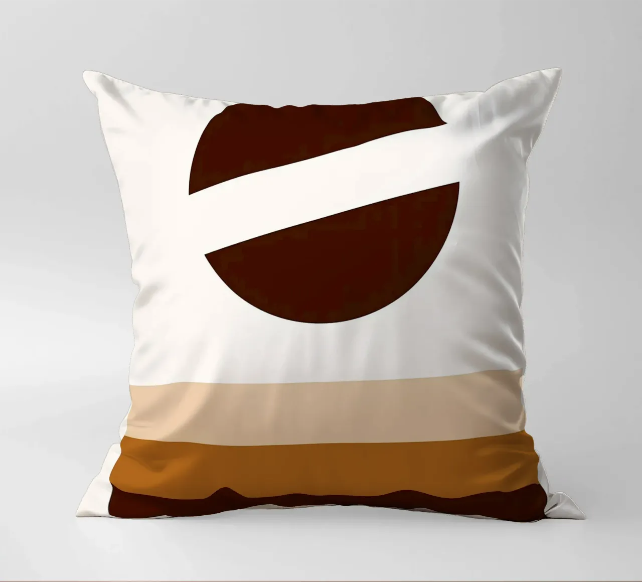 Arte minimalista marrone con forme geometriche cuscino da PosterByFly