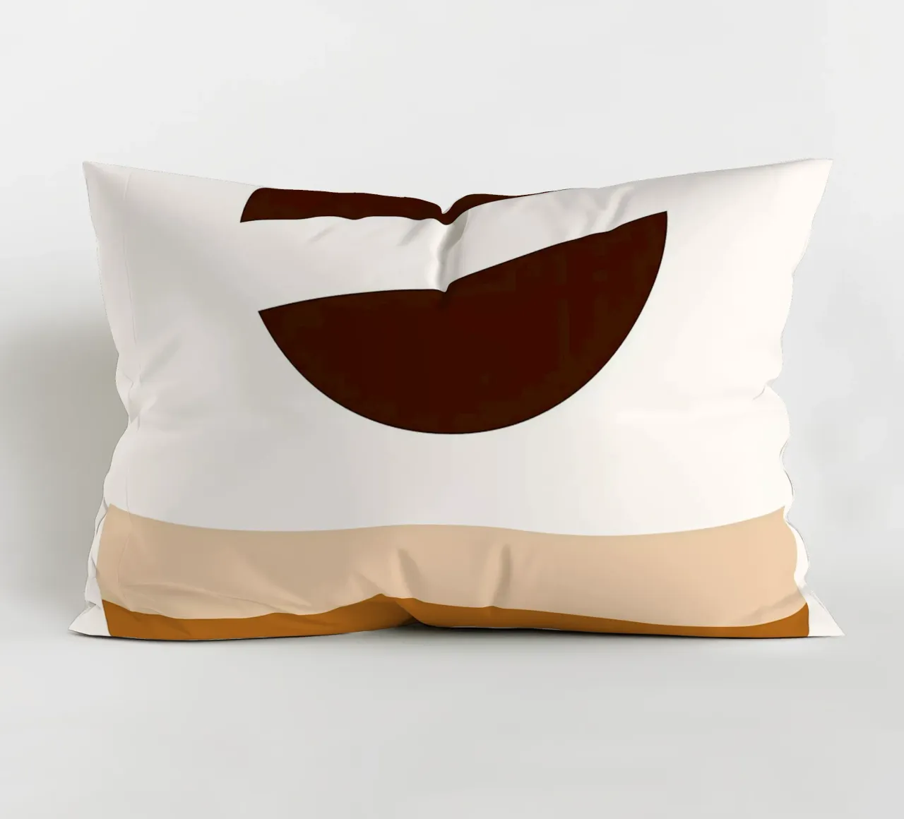 Arte minimalista marrone con forme geometriche cuscino da PosterByFly