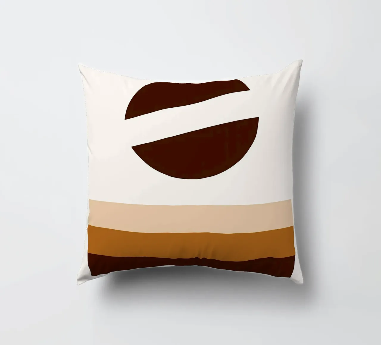 Arte minimalista marrone con forme geometriche cuscino da PosterByFly
