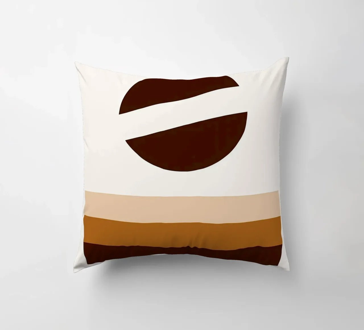Arte minimalista marrone con forme geometriche cuscino da PosterByFly