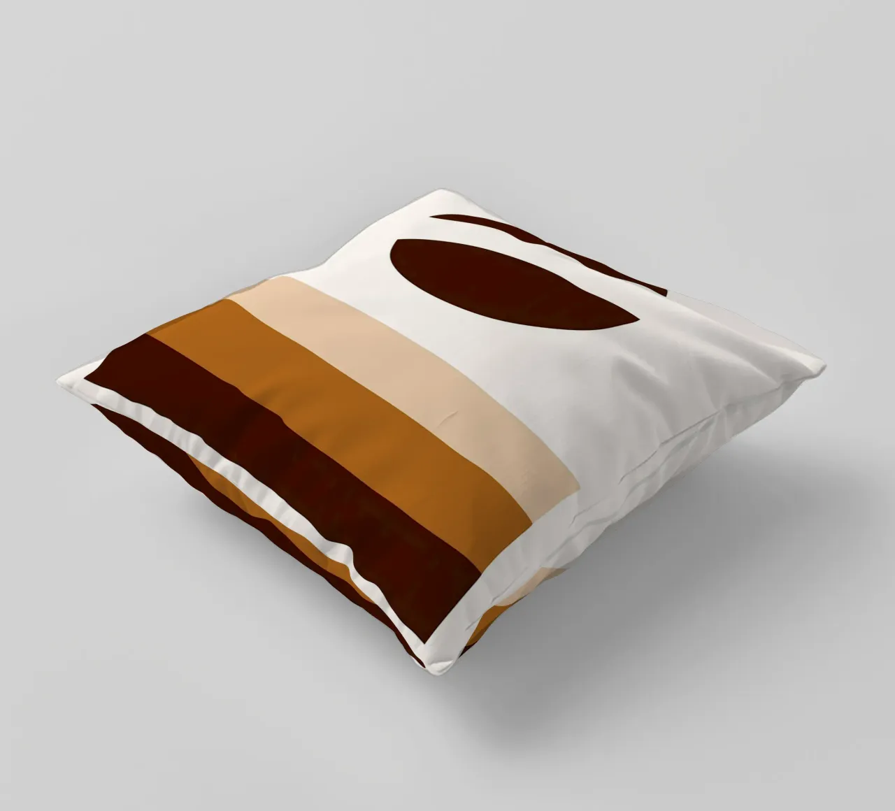 Arte minimalista marrone con forme geometriche cuscino da PosterByFly
