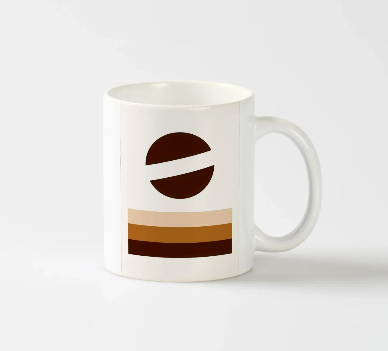 Arte minimalista marrone con forme geometriche tazza in ceramica da PosterByFly
