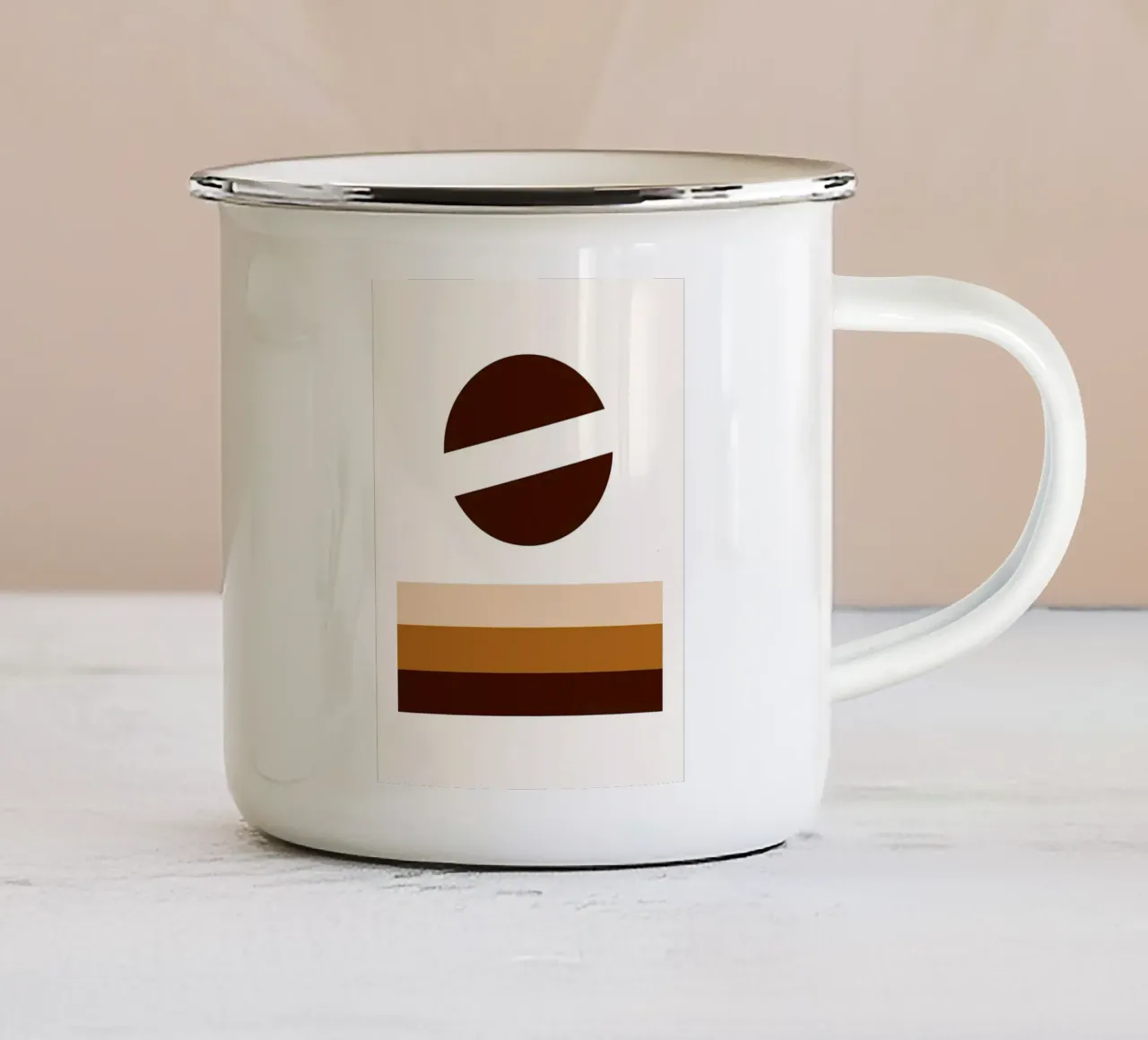 Arte minimalista marrone con forme geometriche tazza in smalto da PosterByFly