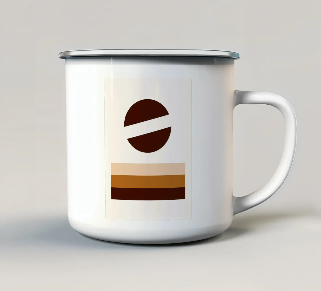 Arte minimalista marrone con forme geometriche tazza in smalto da PosterByFly