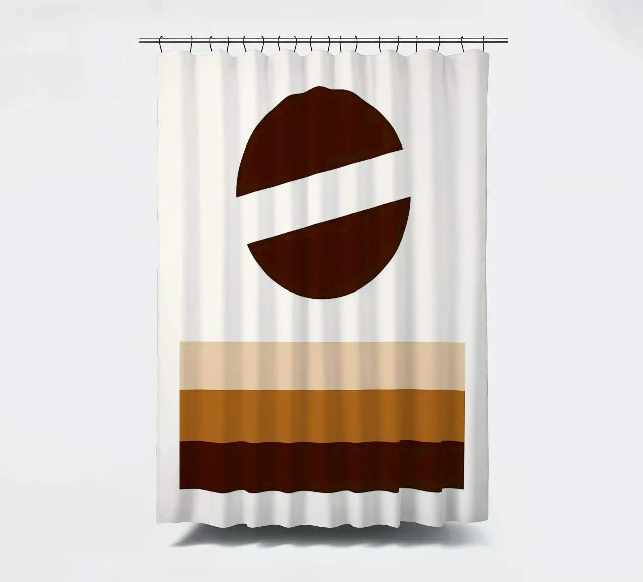 Arte minimalista marrone con forme geometriche tenda da doccia da PosterByFly