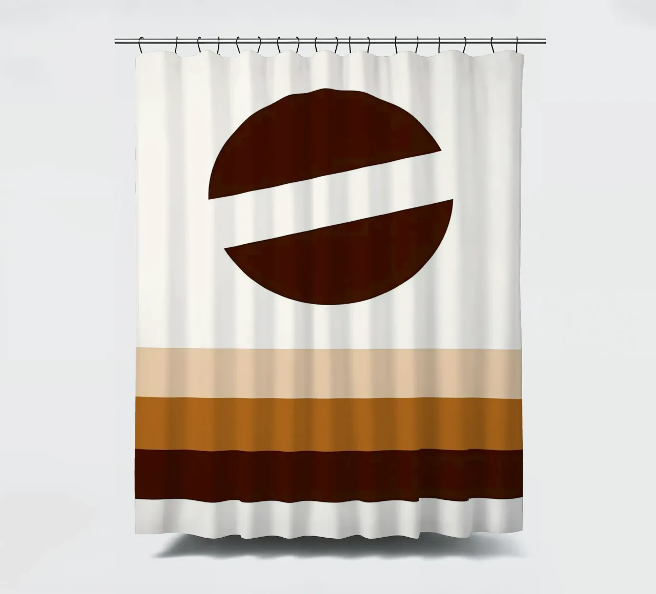 Arte minimalista marrone con forme geometriche tenda da doccia da PosterByFly