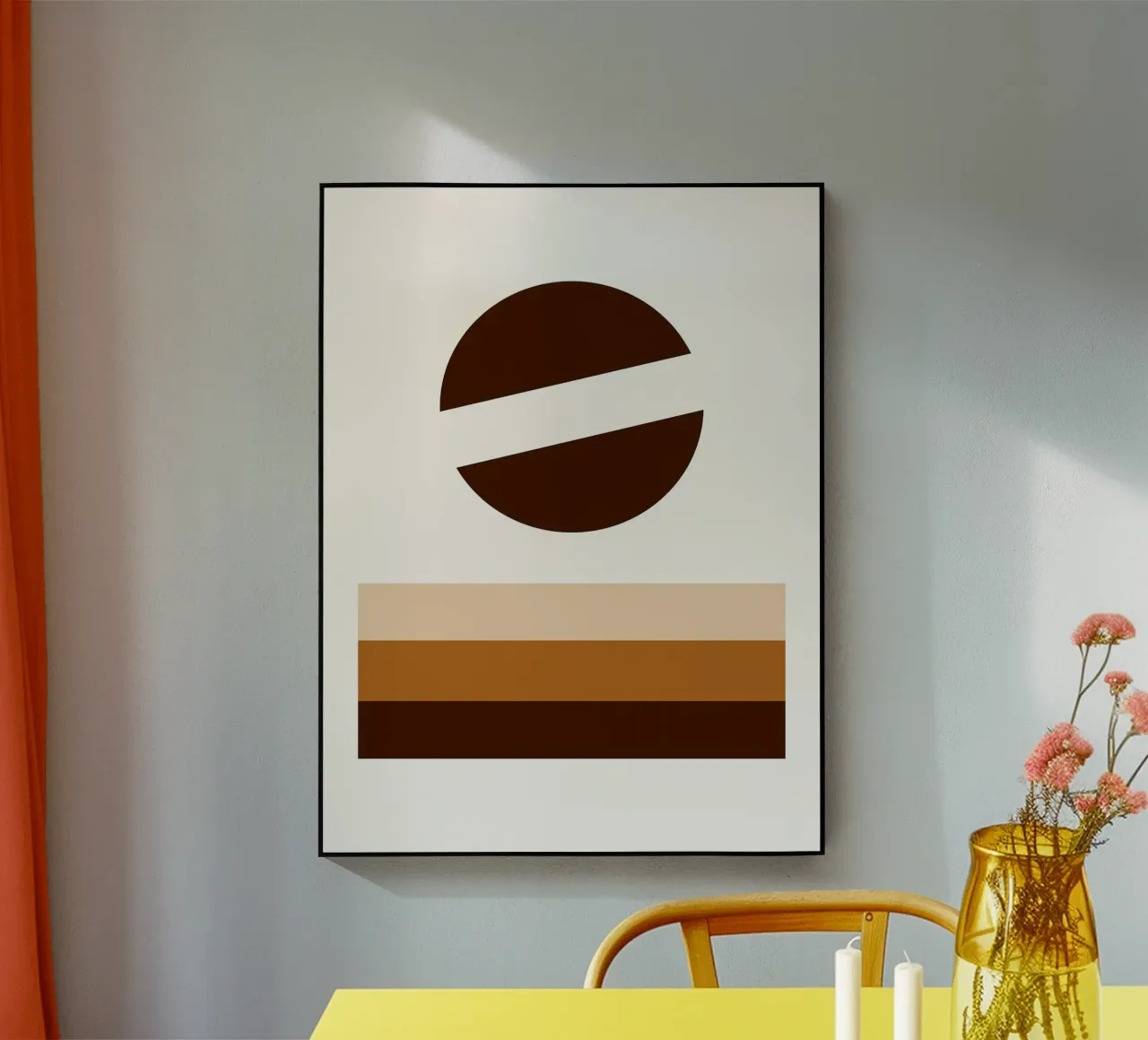 Arte minimalista marrone con forme geometriche plexiglass da PosterByFly