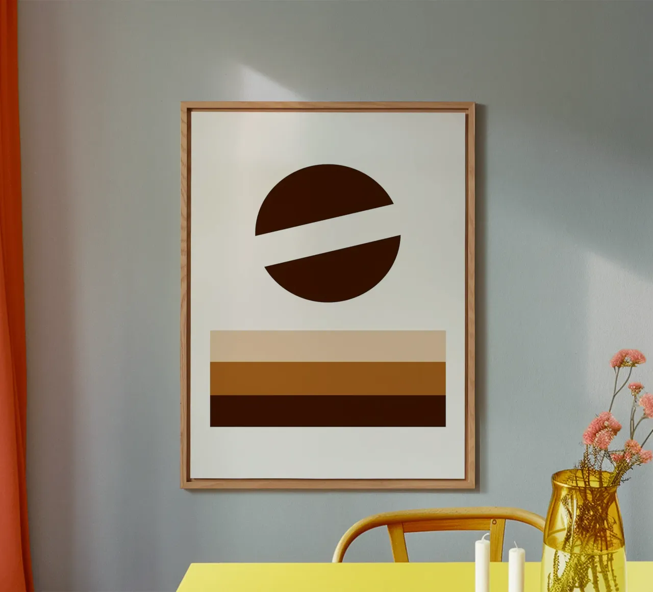 Arte minimalista marrone con forme geometriche pannello forex da PosterByFly