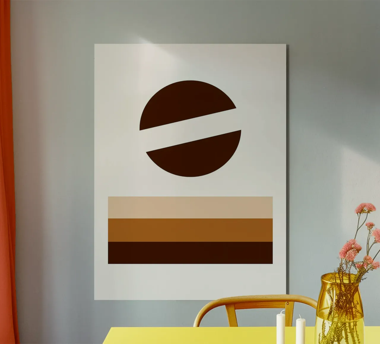 Arte minimalista marrone con forme geometriche pannello forex da PosterByFly