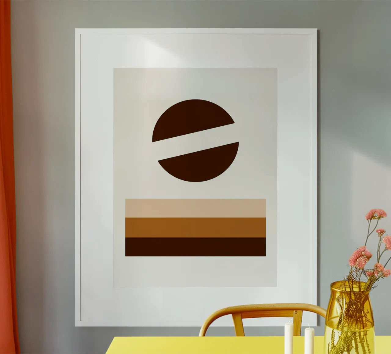Arte minimalista marrone con forme geometriche poster da PosterByFly