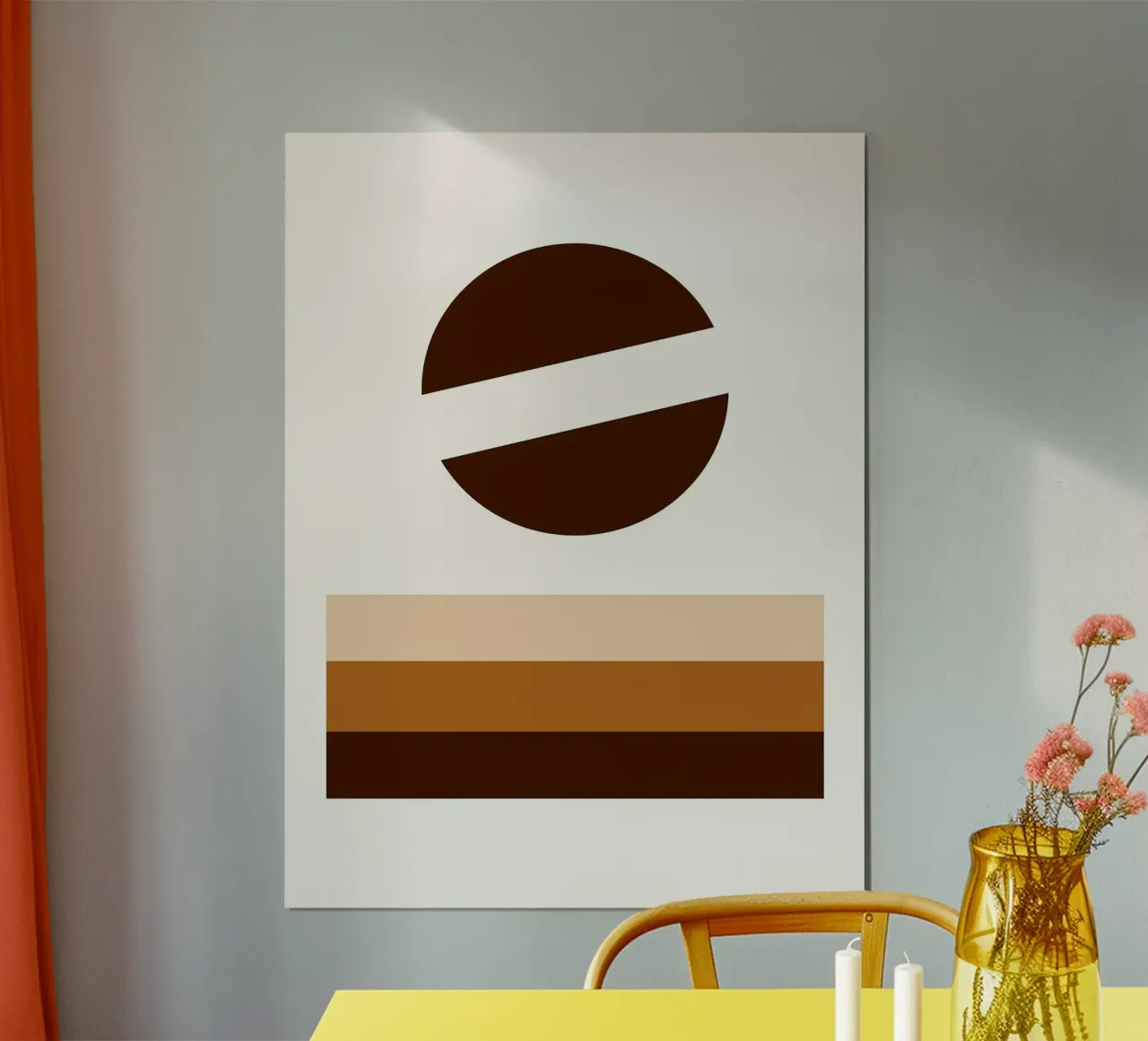 Arte minimalista marrone con forme geometriche poster da PosterByFly