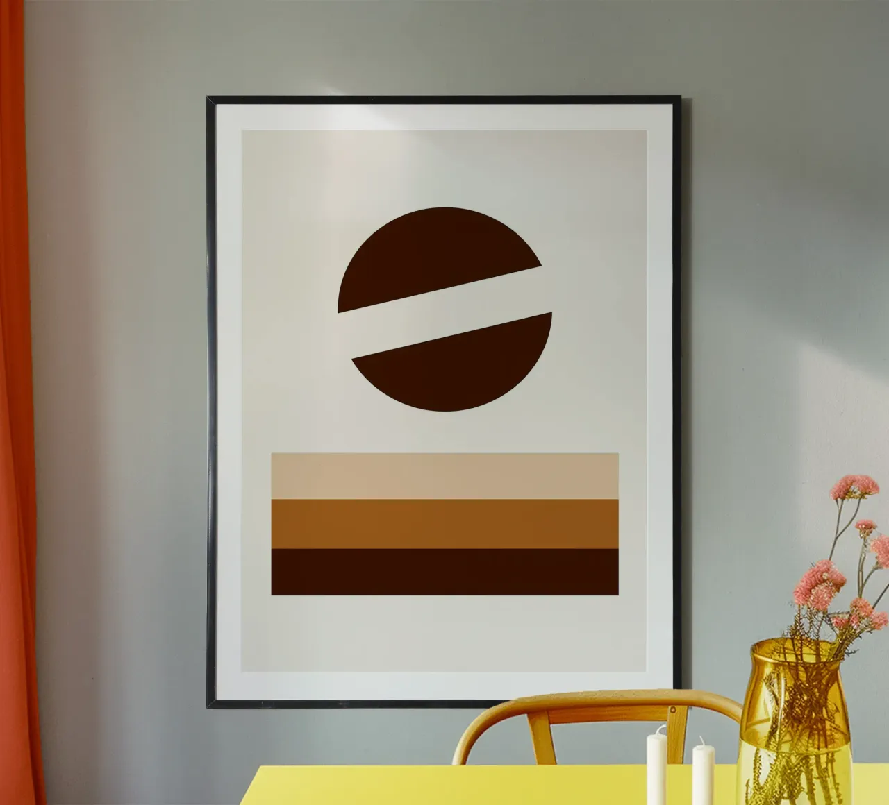 Arte minimalista marrone con forme geometriche poster da PosterByFly