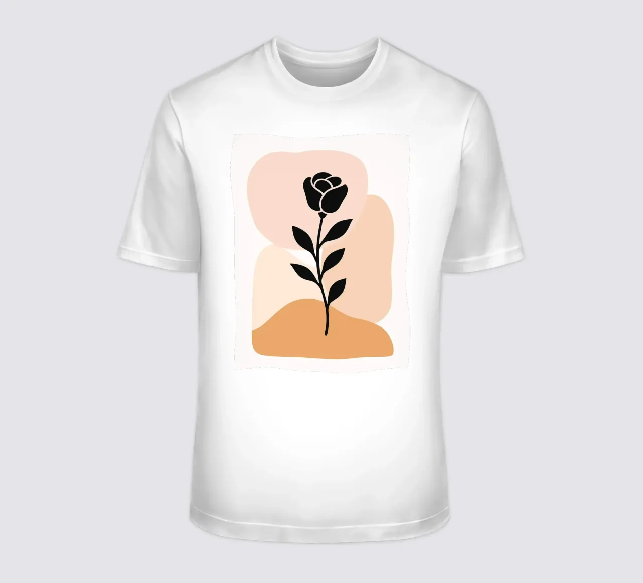 Illustrazione astratta di una rosa con forme neutre t-shirt da PosterByFly