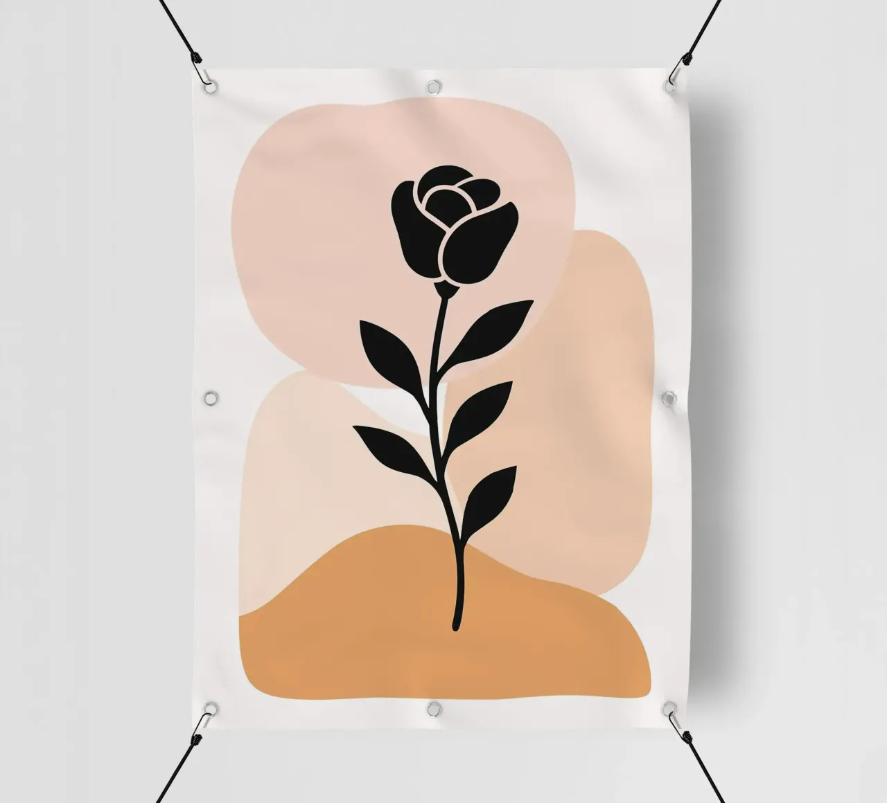 Illustrazione astratta di una rosa con forme neutre telo in pvc da PosterByFly