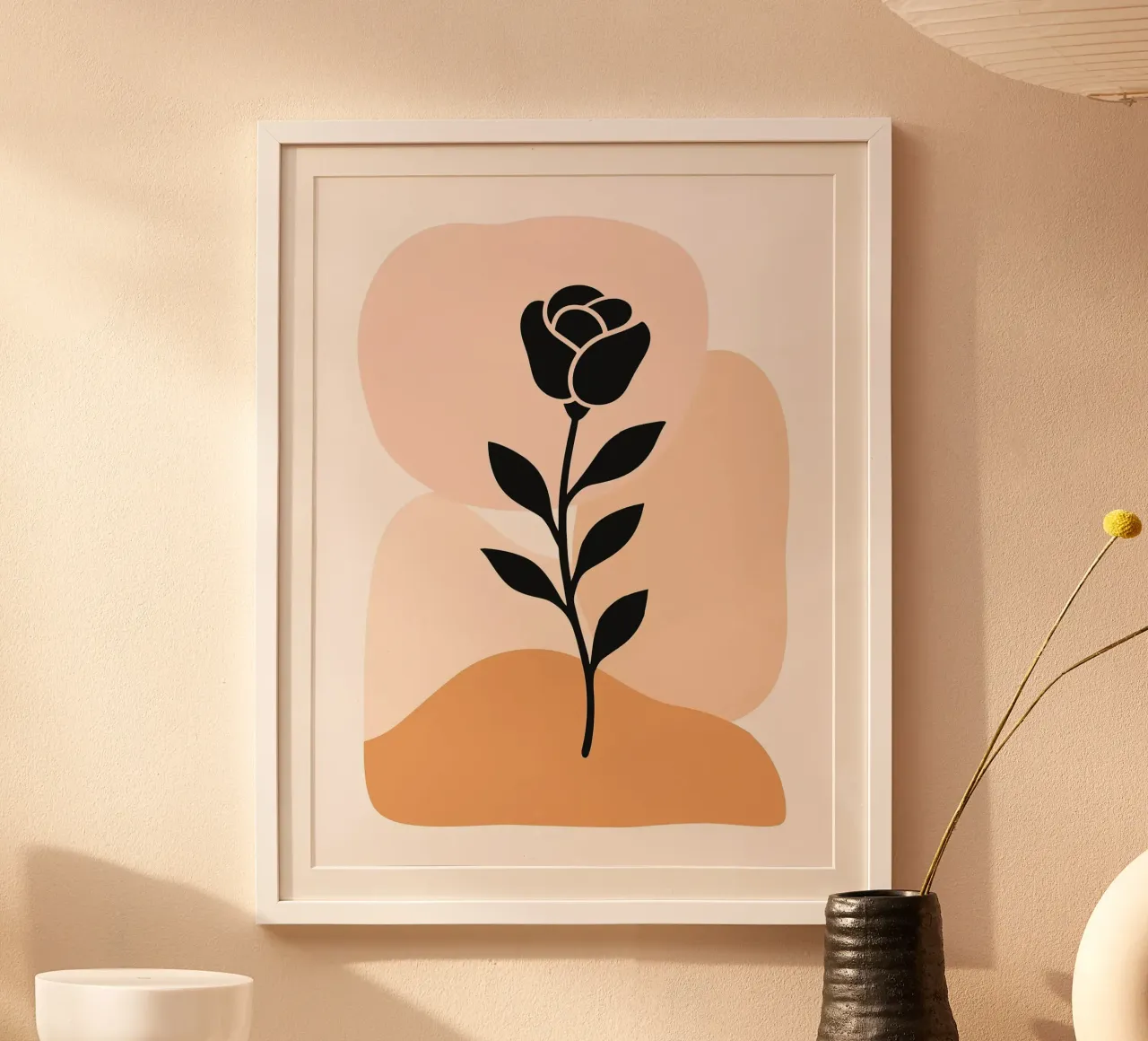 Illustrazione astratta di una rosa con forme neutre carta hahnemühle da PosterByFly