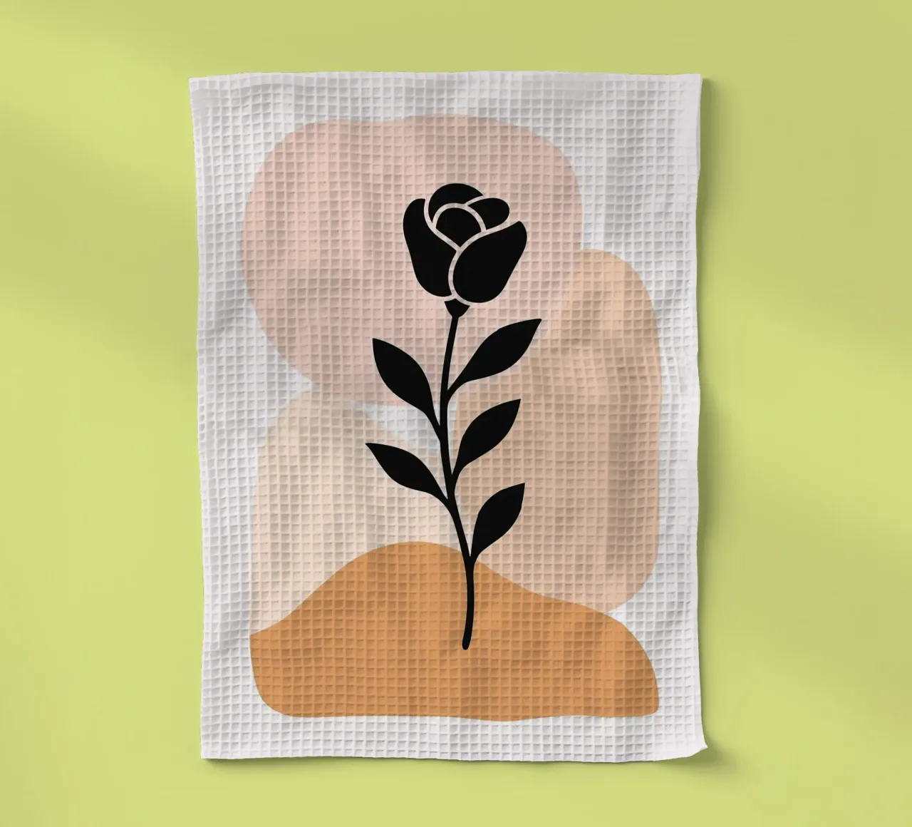 Illustration abstraite d'une rose avec des formes neutres torchon de PosterByFly