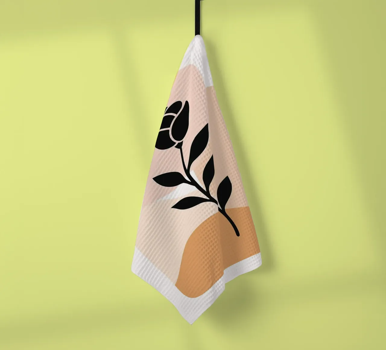 Illustration abstraite d'une rose avec des formes neutres torchon de PosterByFly
