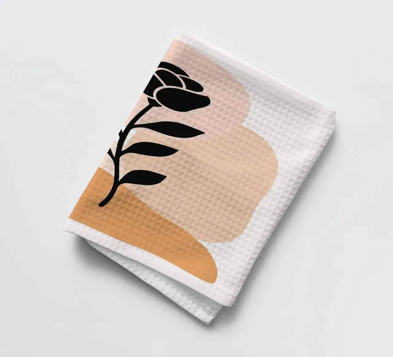 Illustration abstraite d'une rose avec des formes neutres torchon de PosterByFly