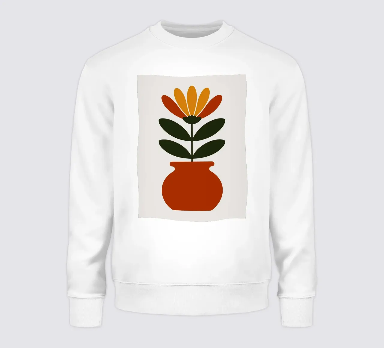 Illustrazione minimalista di un fiore in vaso felpa da PosterByFly