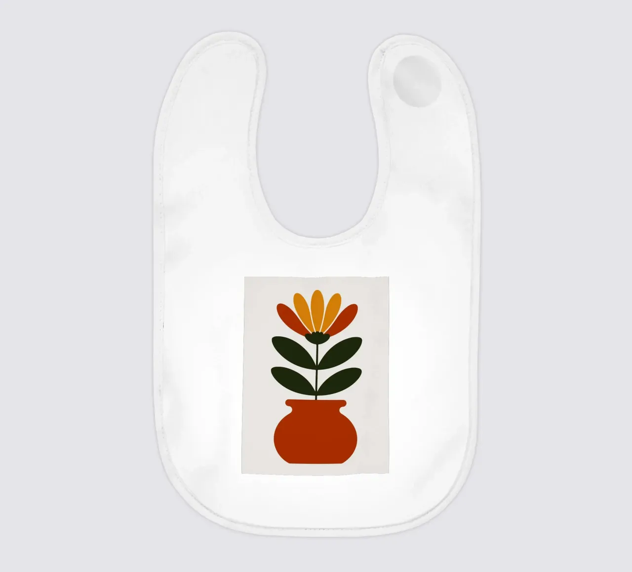 Illustrazione minimalista di un fiore in vaso bavaglino da PosterByFly