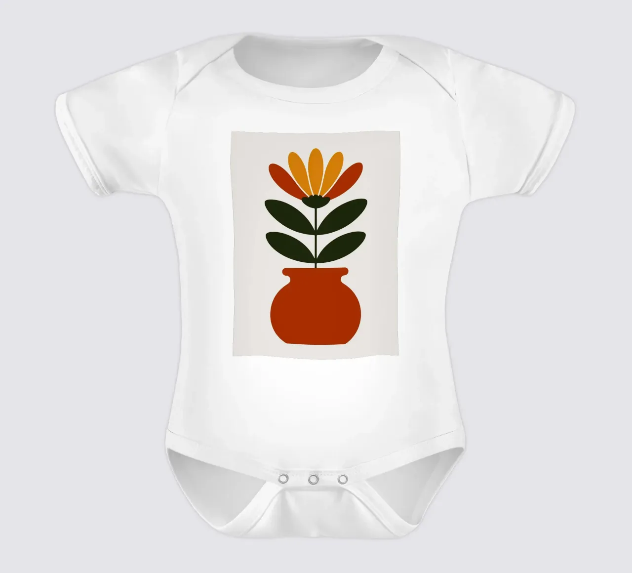 Illustrazione minimalista di un fiore in vaso body neonato maniche corte da PosterByFly