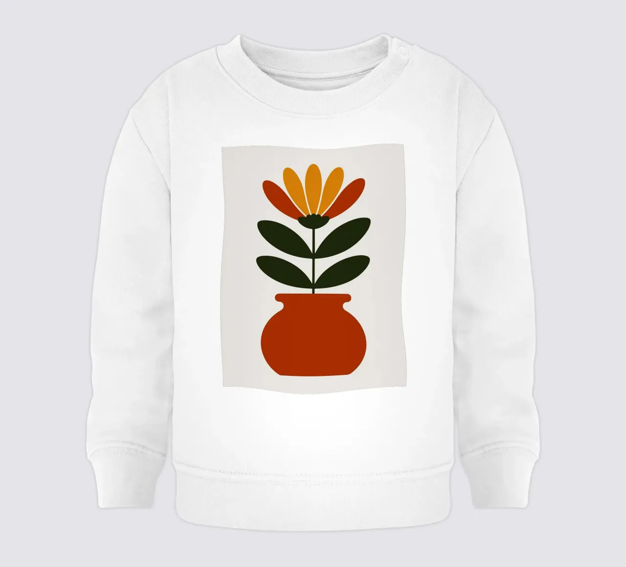 Illustrazione minimalista di un fiore in vaso felpa neonato da PosterByFly