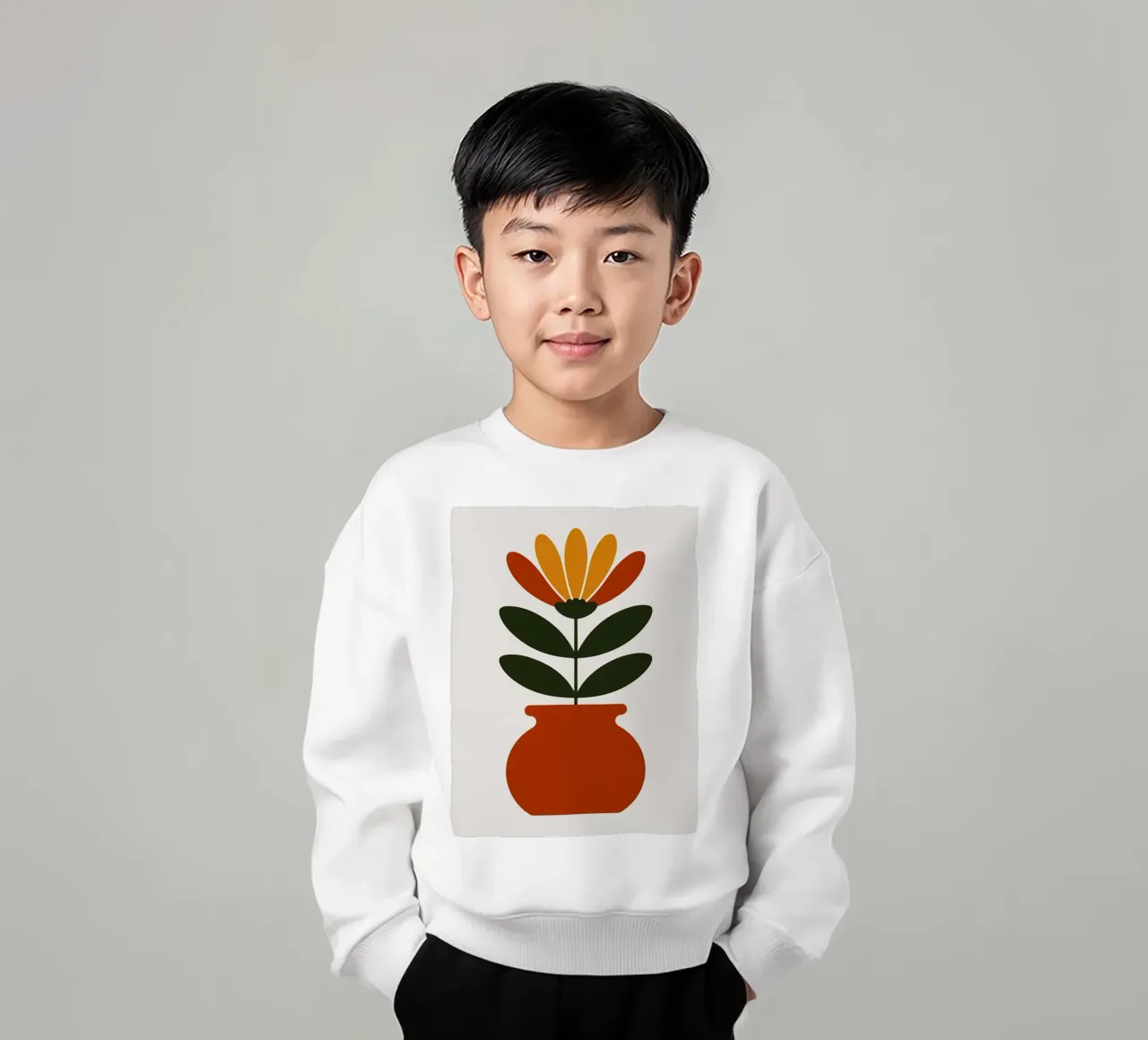 Illustrazione minimalista di un fiore in vaso felpa bambino da PosterByFly