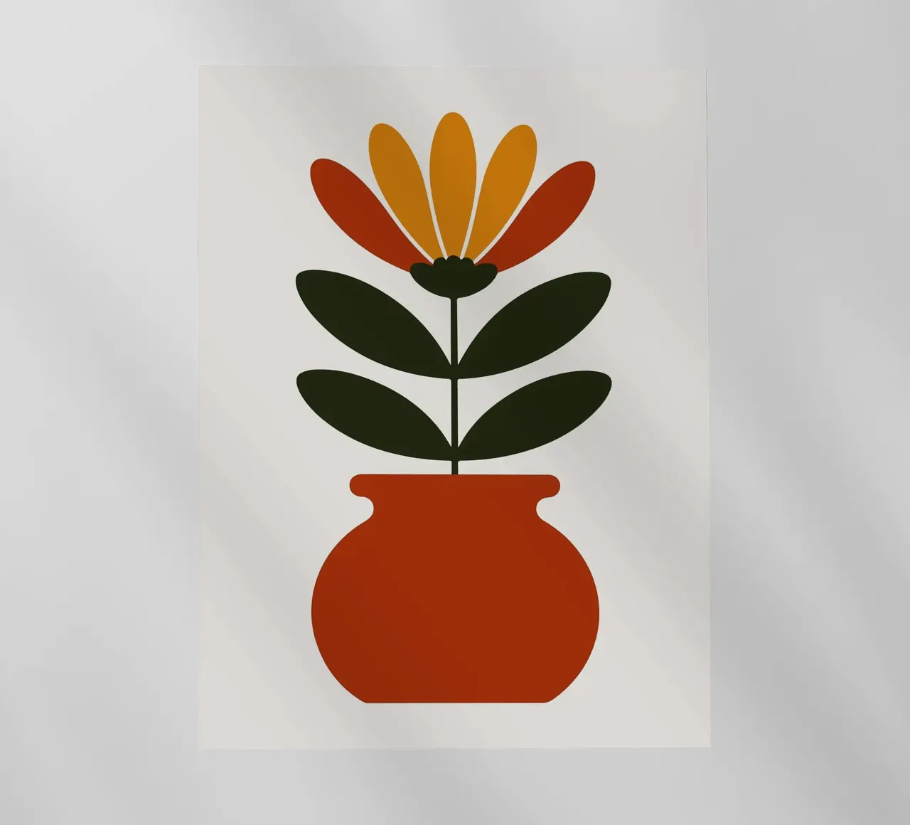 Illustrazione minimalista di un fiore in vaso pellicola backlit da PosterByFly