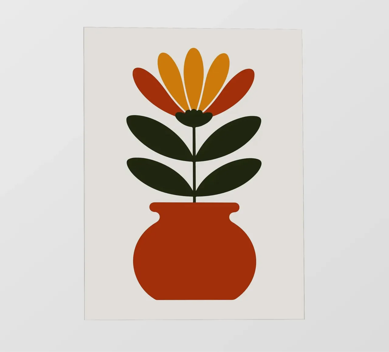 Illustrazione minimalista di un fiore in vaso pellicola backlit da PosterByFly