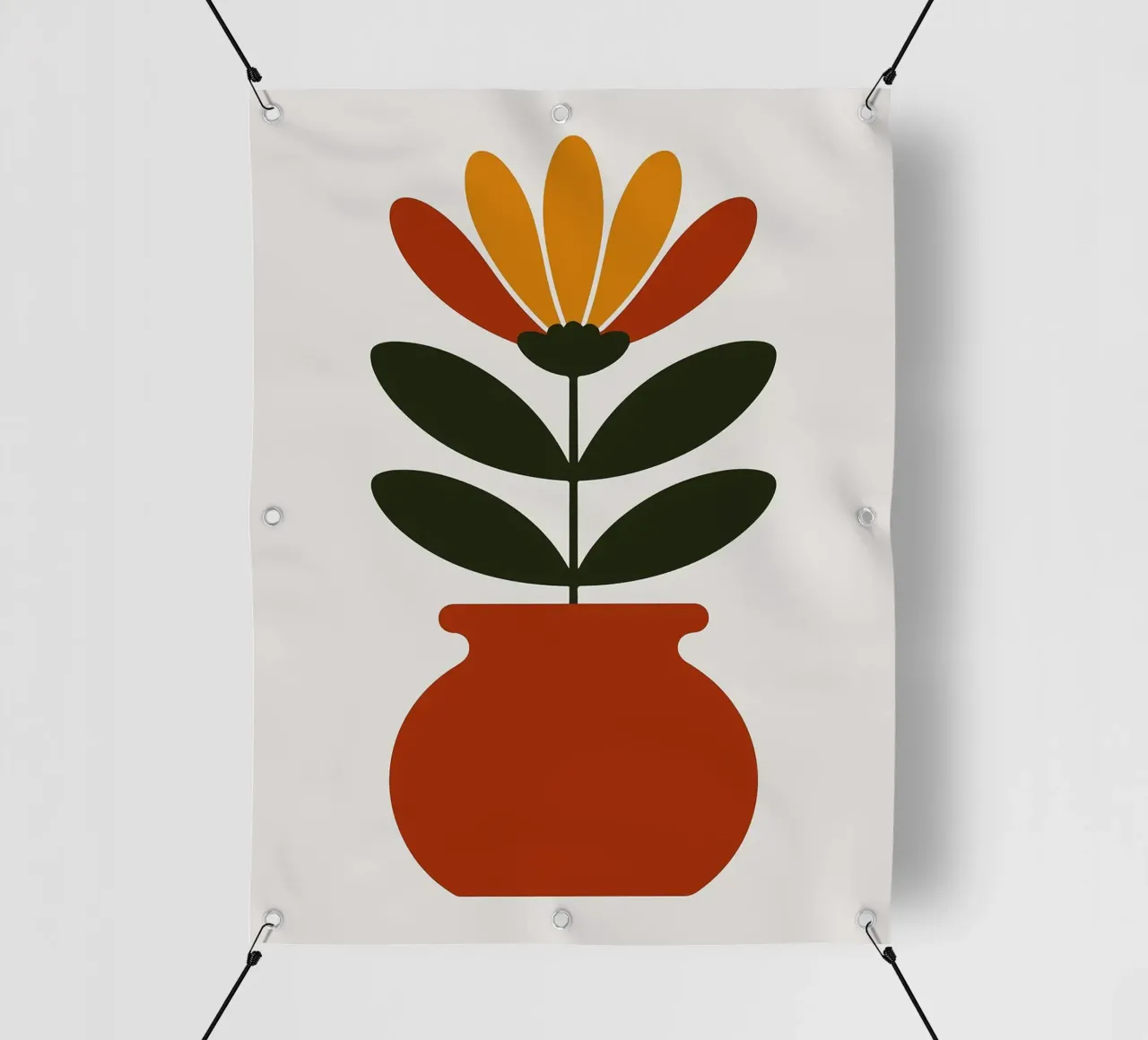 Illustrazione minimalista di un fiore in vaso telo in pvc da PosterByFly