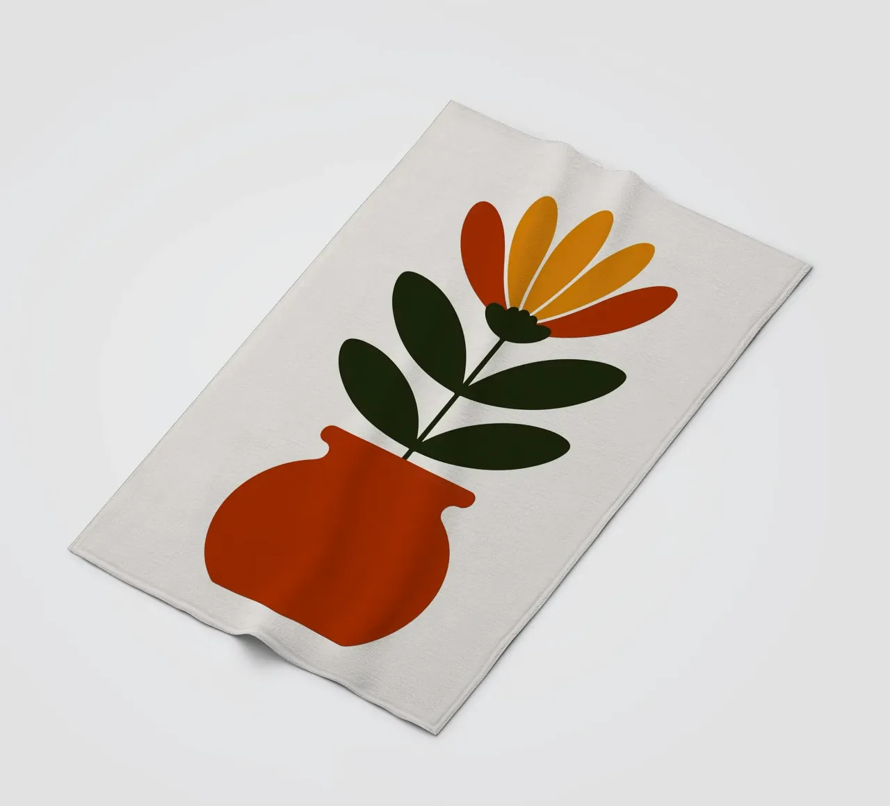 Illustrazione minimalista di un fiore in vaso coperta in pile da PosterByFly