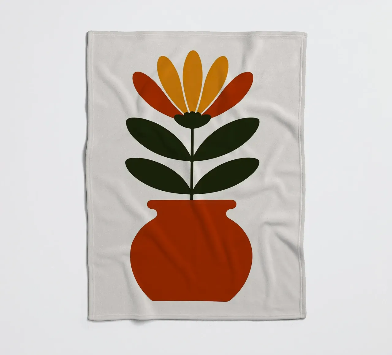 Illustrazione minimalista di un fiore in vaso coperta in pile da PosterByFly