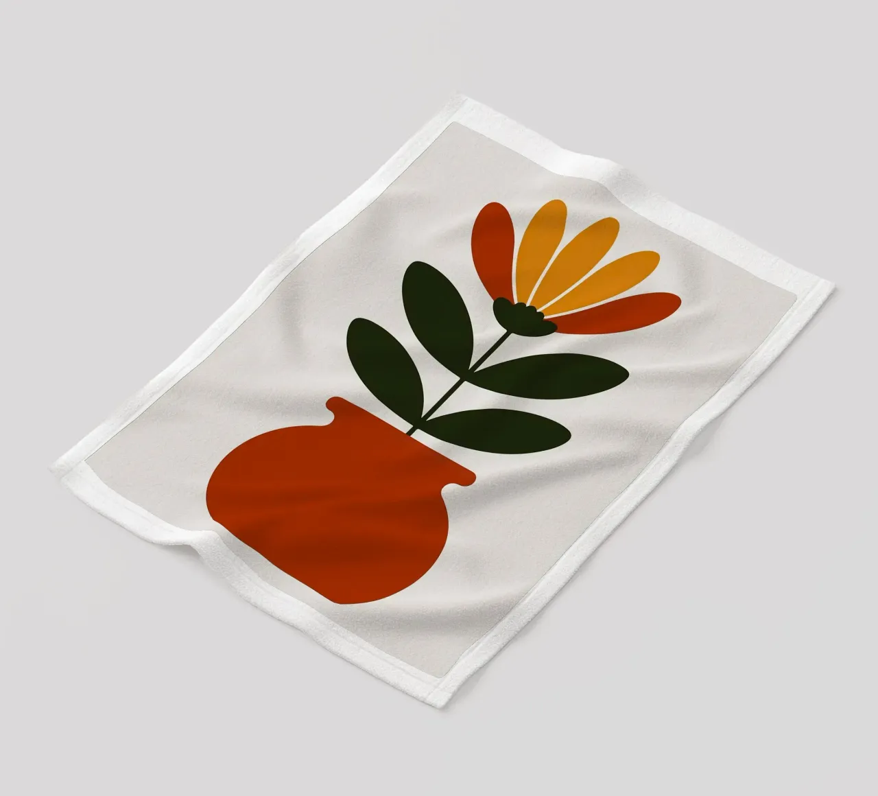 Illustrazione minimalista di un fiore in vaso coperta in pile da PosterByFly