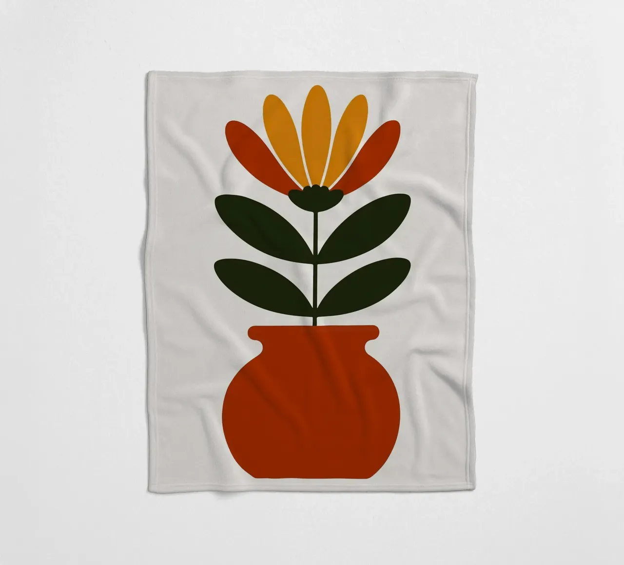 Illustrazione minimalista di un fiore in vaso coperta in pile da PosterByFly