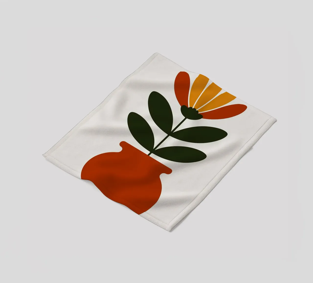 Illustrazione minimalista di un fiore in vaso coperta in pile da PosterByFly