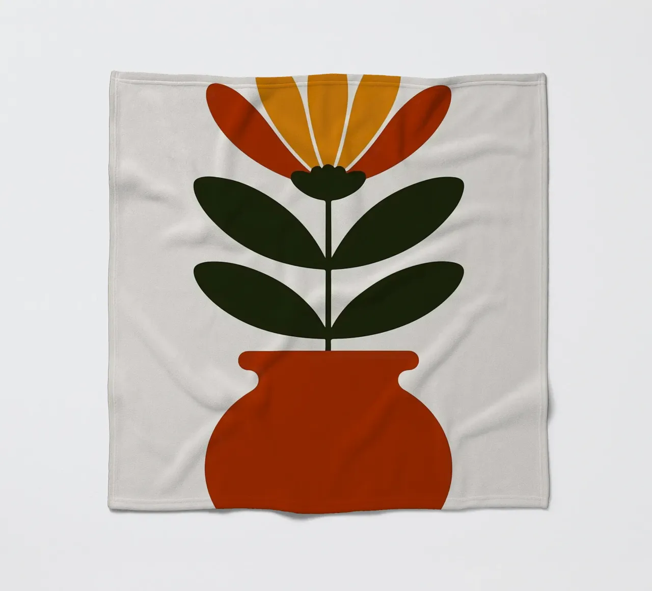 Illustrazione minimalista di un fiore in vaso coperta in pile da PosterByFly
