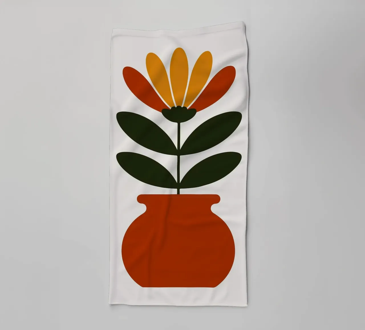 Illustrazione minimalista di un fiore in vaso asciugamano da bagno da PosterByFly