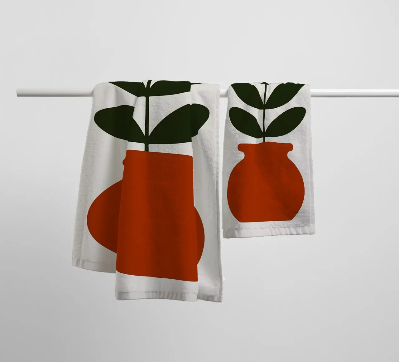 Illustrazione minimalista di un fiore in vaso asciugamano da bagno da PosterByFly