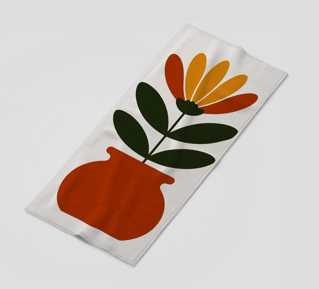 Illustrazione minimalista di un fiore in vaso telo mare da PosterByFly