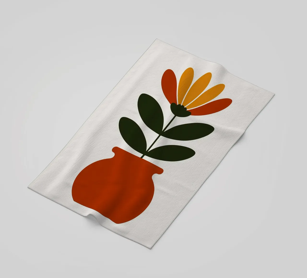 Illustrazione minimalista di un fiore in vaso telo mare da PosterByFly