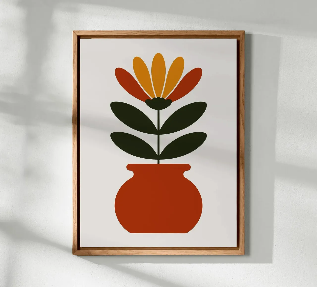 Illustrazione minimalista di un fiore in vaso alluminio dibond da PosterByFly